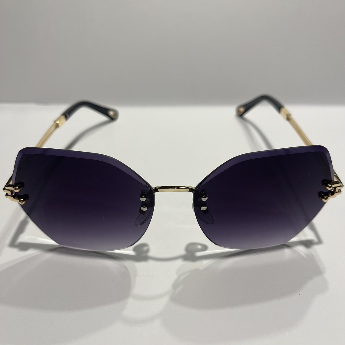 Lentes Elegantes Dorado Rectangulares  2