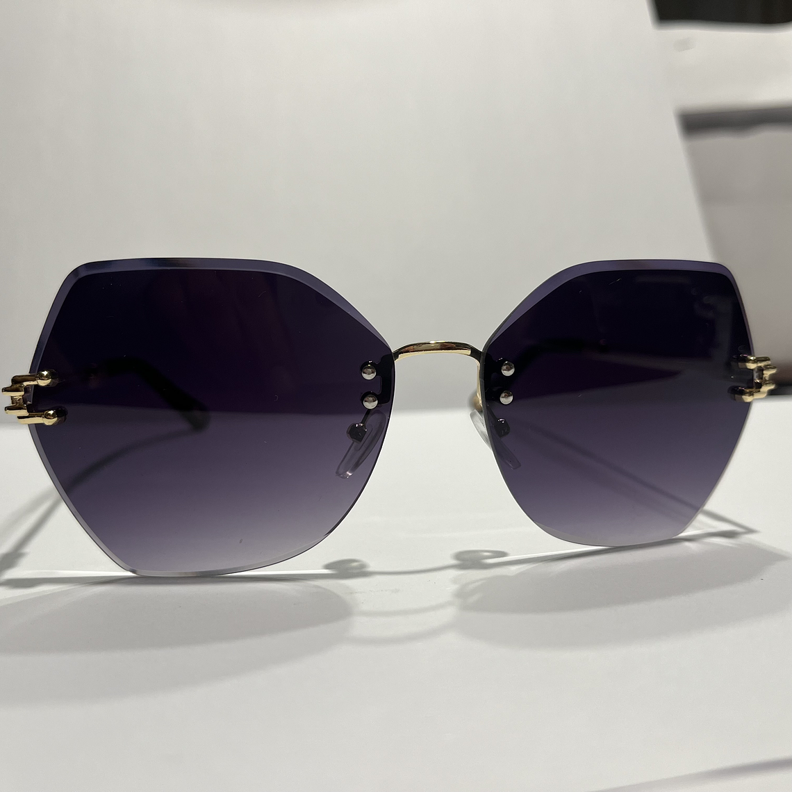 Lentes Elegantes Dorado Rectangulares  3