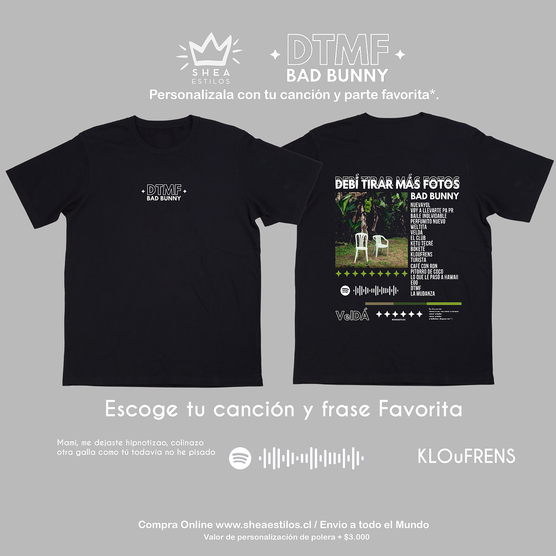 Polera Debi sacar más fotos Bad Bunny (personalizada)  2