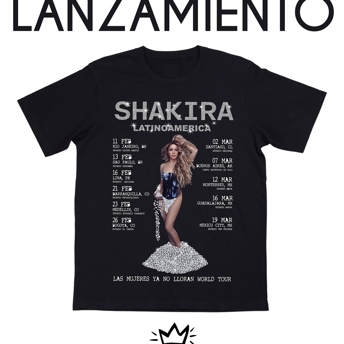 Polera Shakira las mujeres ya no lloran world tour  1