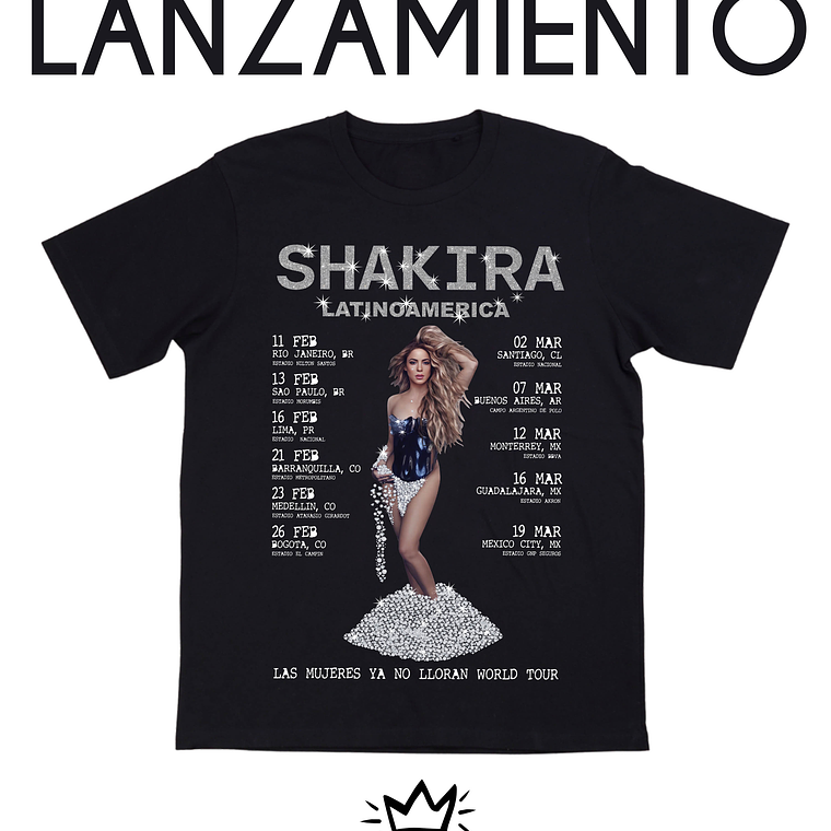 Polera Shakira las mujeres ya no lloran world tour  1