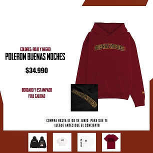 Poleron buenas noches bordado y estampado