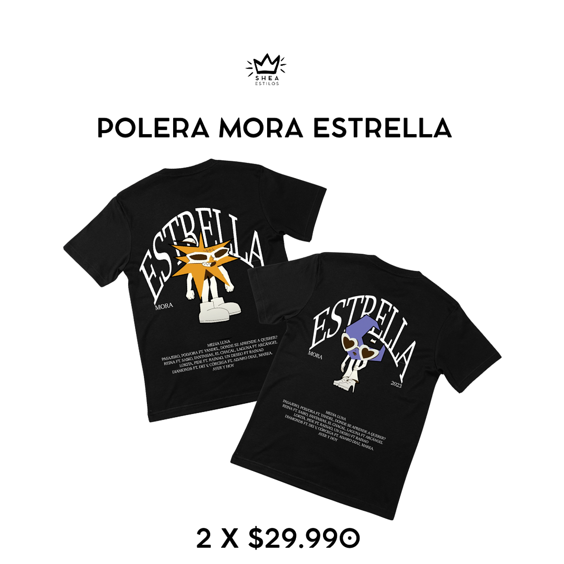 2 poleras Estrella -  Luna MORA 1