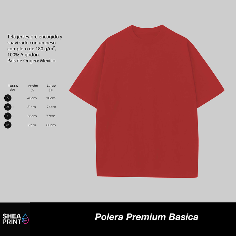 Polera Basica Por Mayor Rojo 1