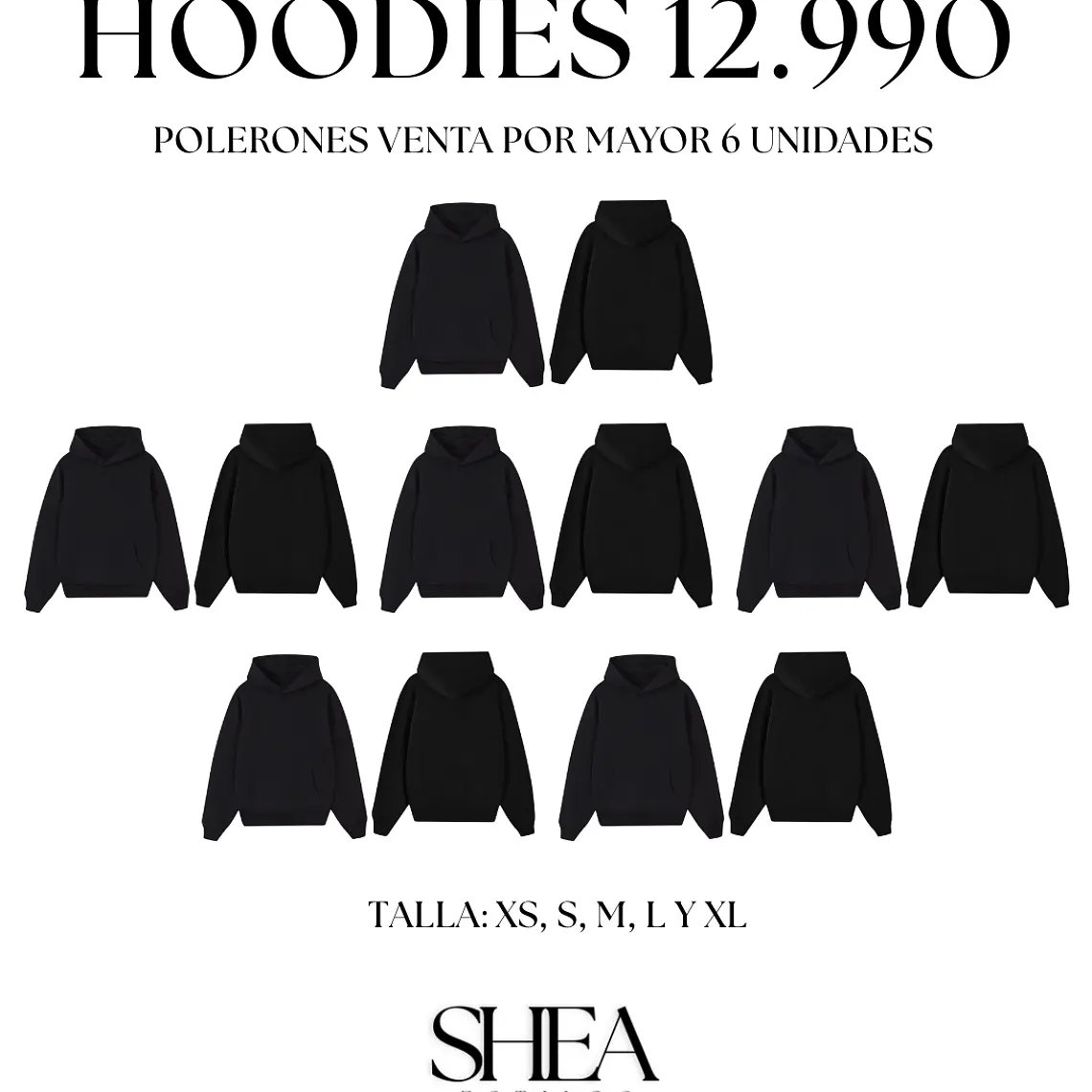 Polerones por mayor Negro 6 unidades $12.990 c/u 1