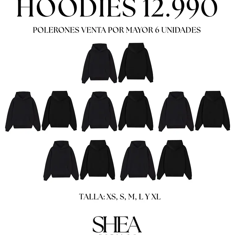 Polerones por mayor Negro 6 unidades $12.990 c/u 1