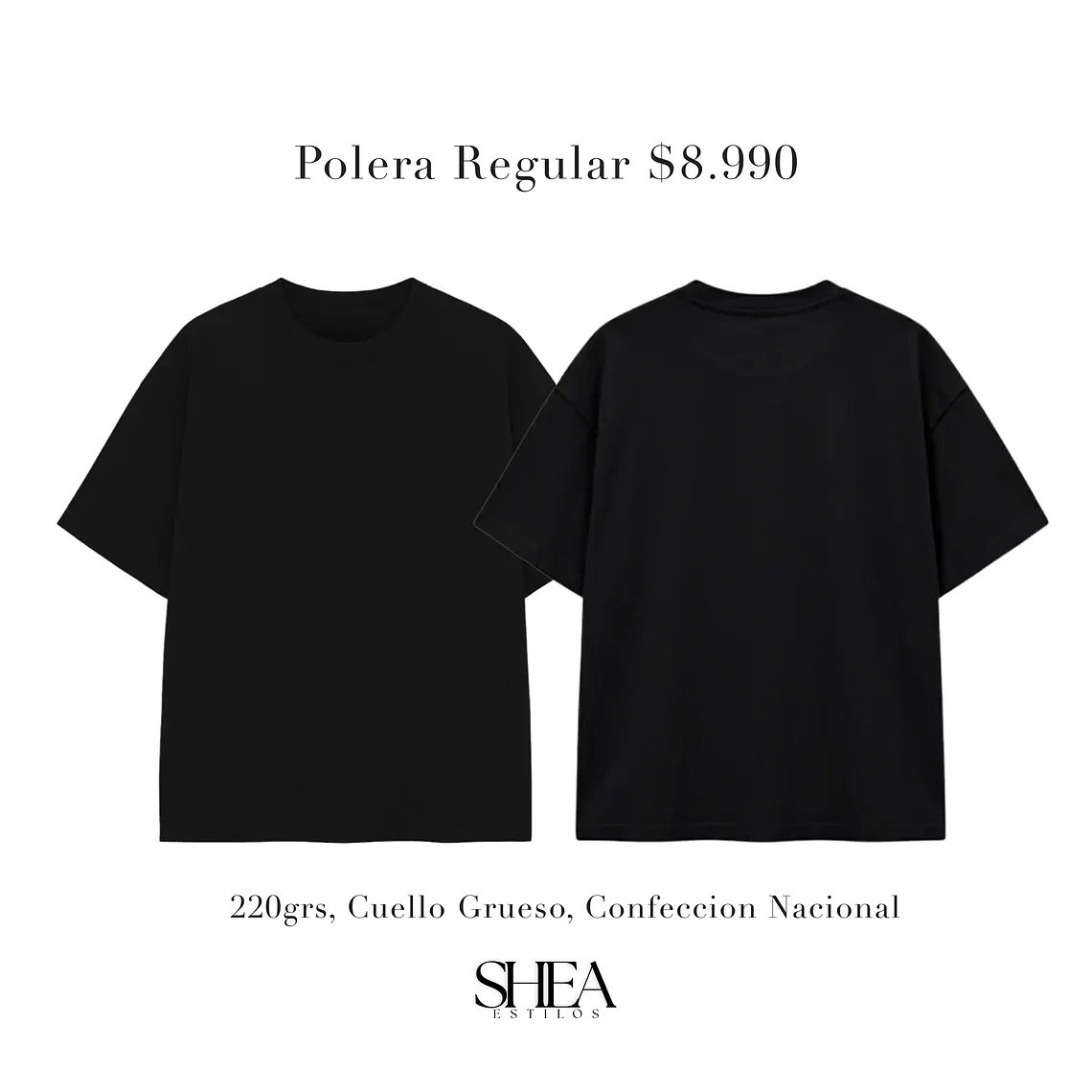Polera Regular 220grs Negra Premium  1