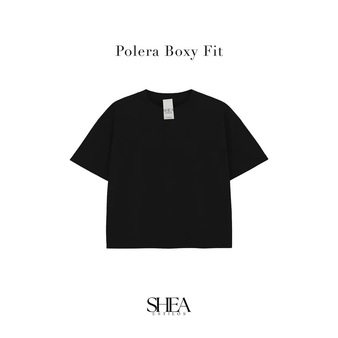 Polera Boxy Fit 220grs Negra Premium  2