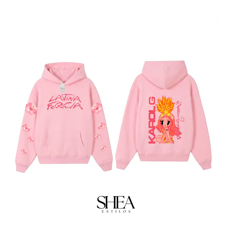 Hoodie Poleron Karol G Latina Forever Flores  2
