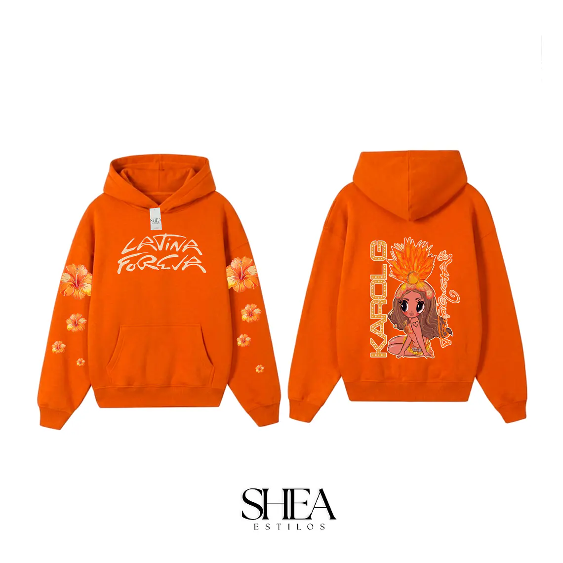 Hoodie Poleron Karol G Latina Forever Flores  3