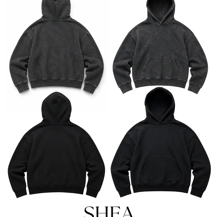 Poleron Boxy Fit Negro (Sin Estampado) 5