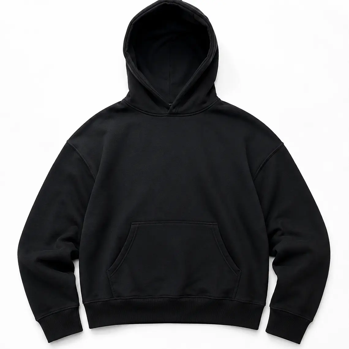 Poleron Boxy Fit Negro (Sin Estampado) 2
