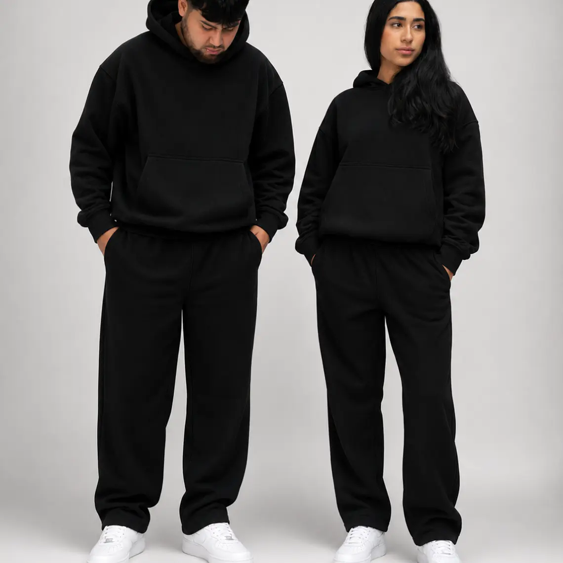 Poleron Boxy Fit Negro (Sin Estampado) 1