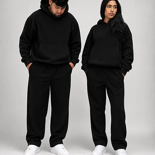 Poleron Boxy Fit Negro (Sin Estampado)