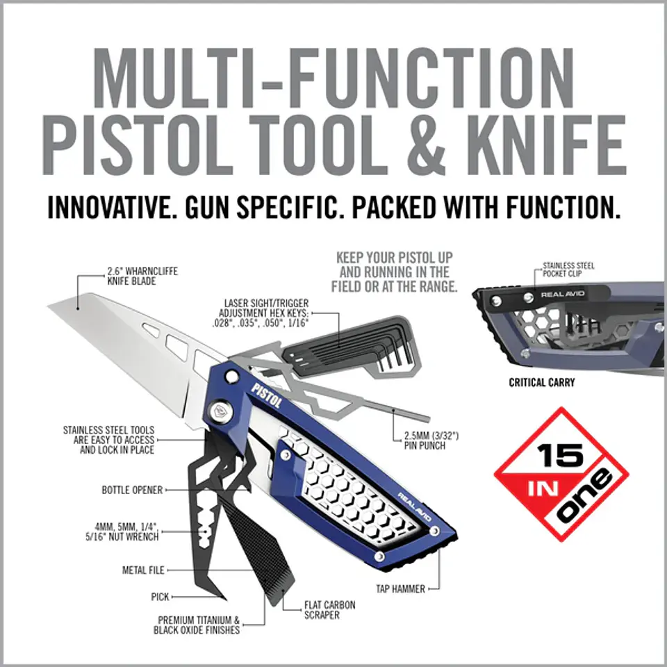 Real Avid Gun Tool Edge Pistol – Multiherramienta y Navaja Táctica para Pistolas 6