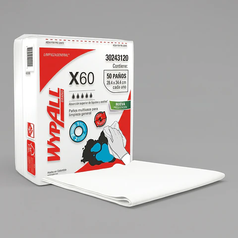 Paños de Limpieza para Armas Desechables Reutilizables - Wypall X60 (Pack de 50 hojas)