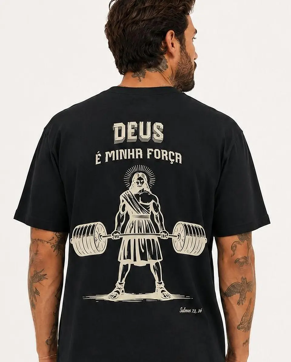 T-shirt de manga curta - Deus é minha força - Ágape Oversized Edition 3