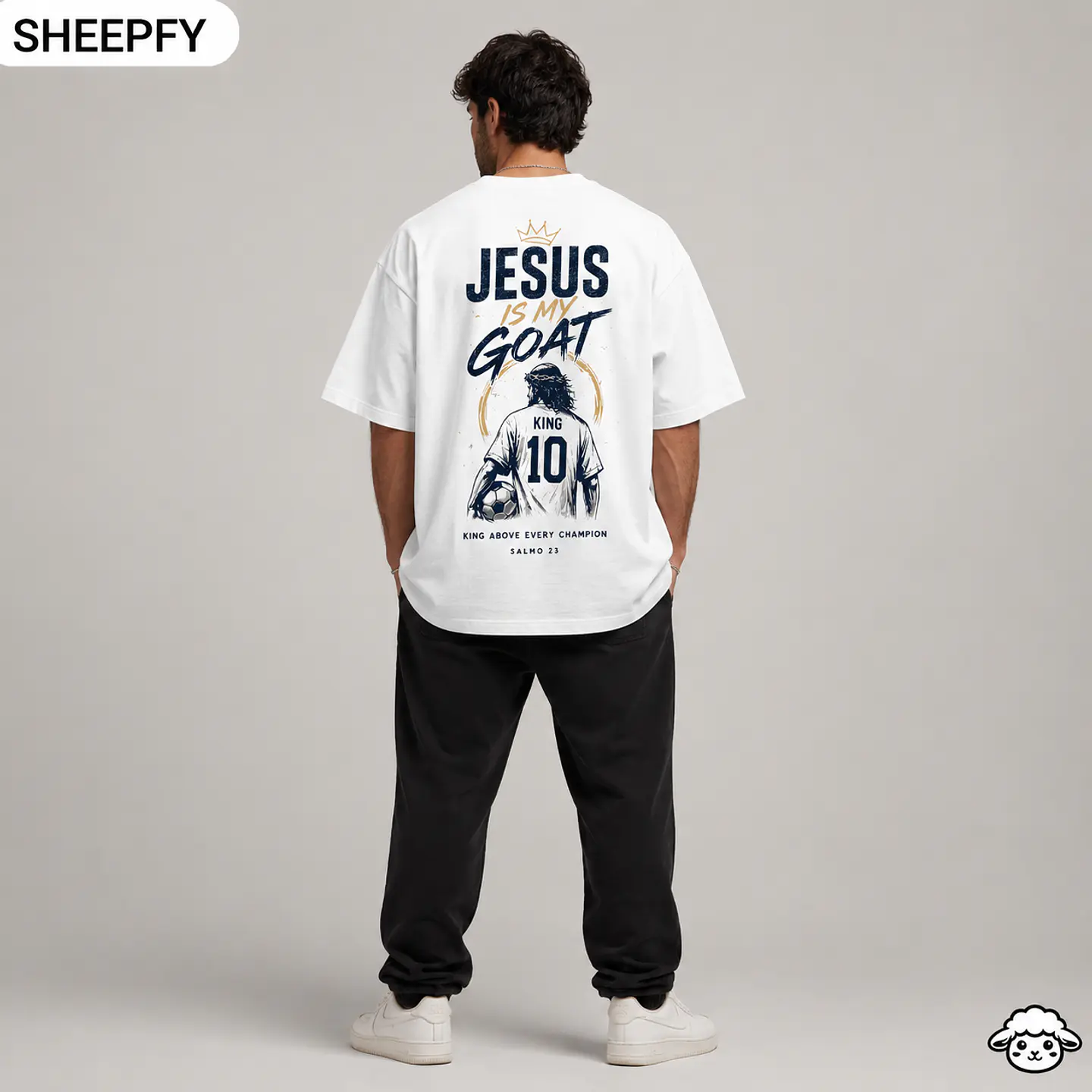 T-shirt oversized de manga curta - Jesus is My GOAT - World Cup Collection 8