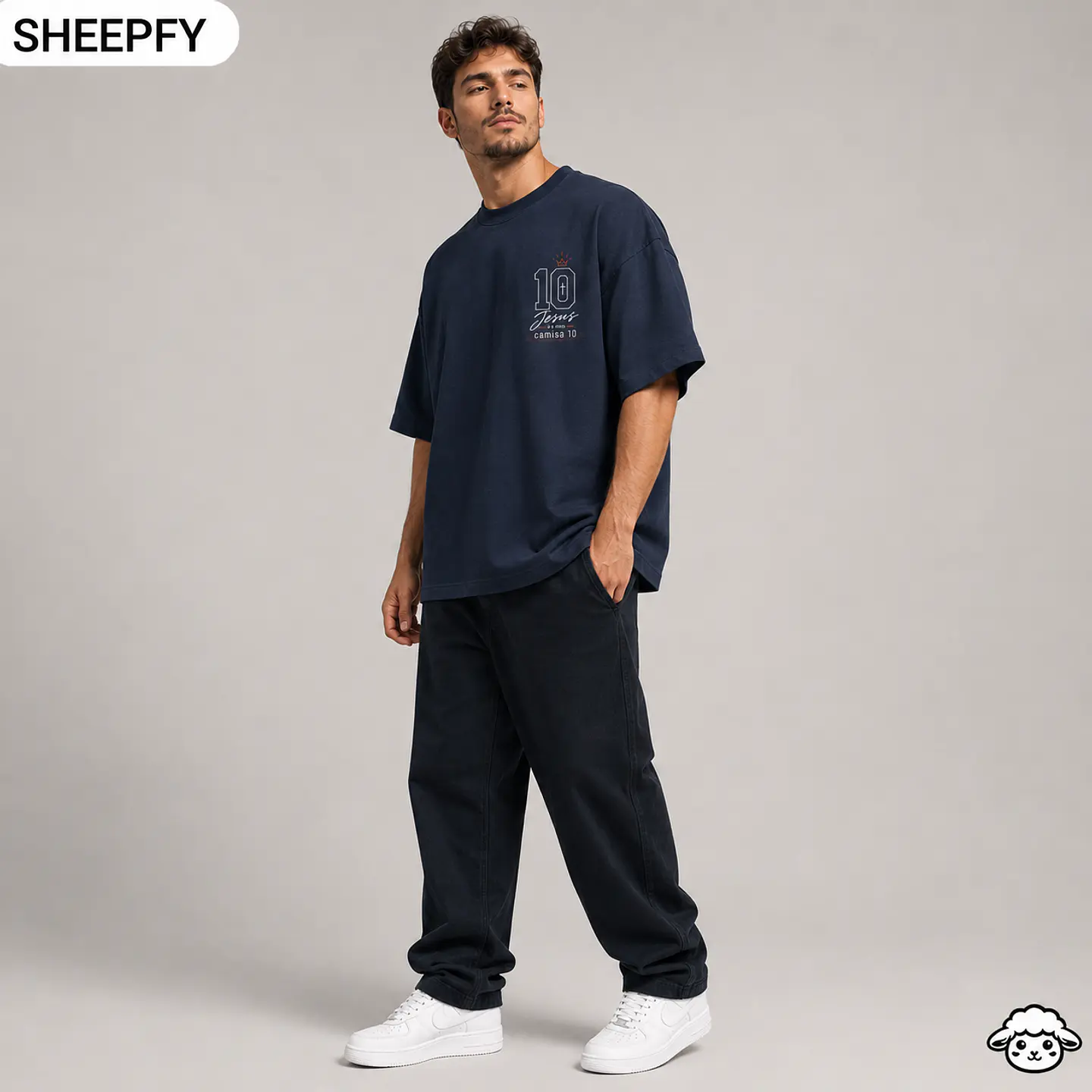 T-shirt oversized de manga curta - Jesus é meu camisa 10 - World Cup Collection 2