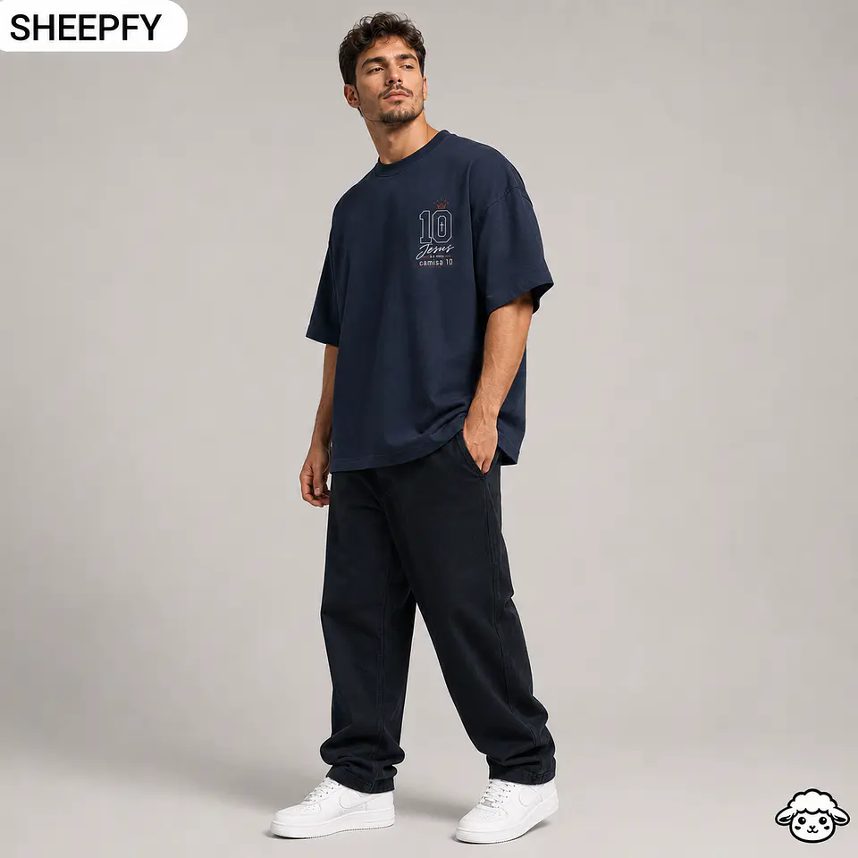 T-shirt oversized de manga curta - Jesus é meu camisa 10 - World Cup Collection 2