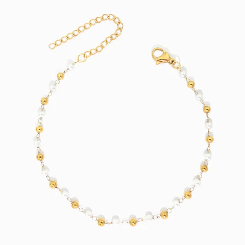 Bracelet avec perles en acier inoxydable
