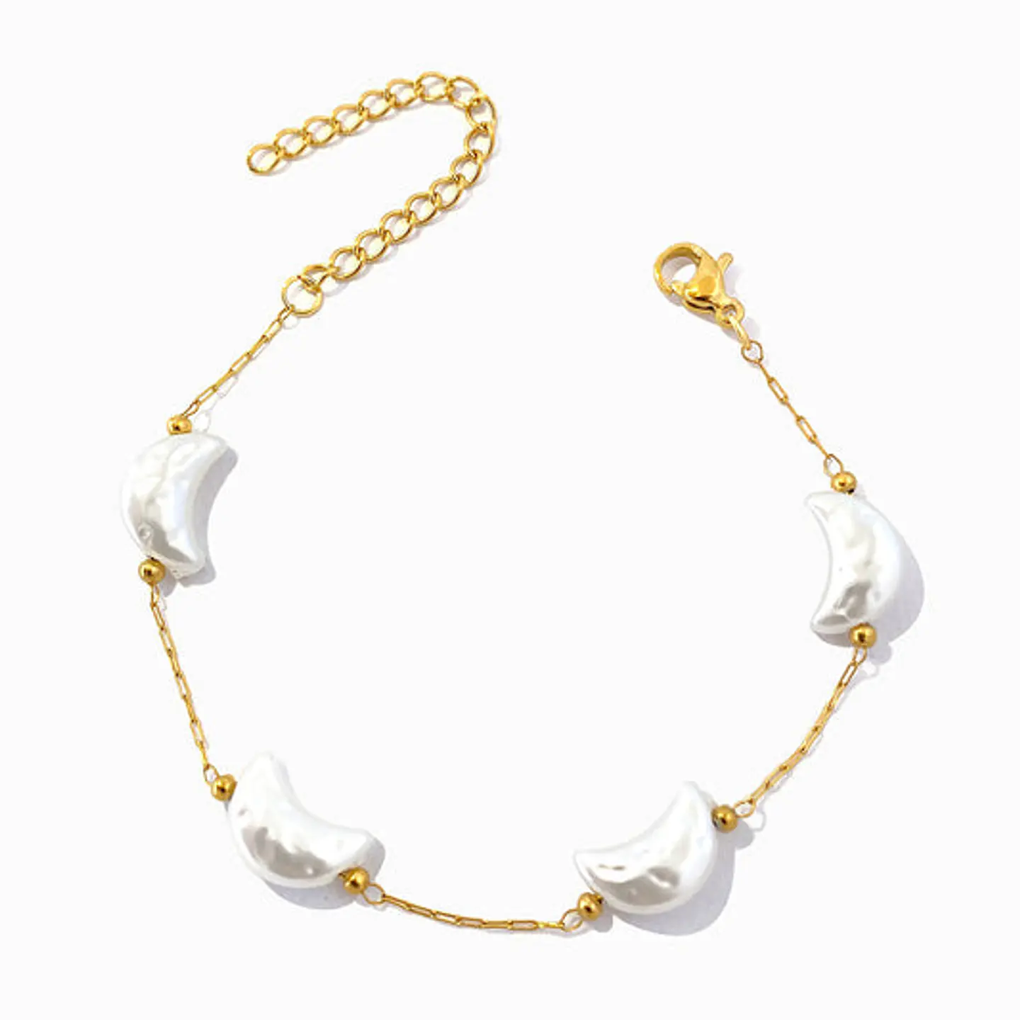 Bracelet avec perles baroques lune - Acier inoxydable 1