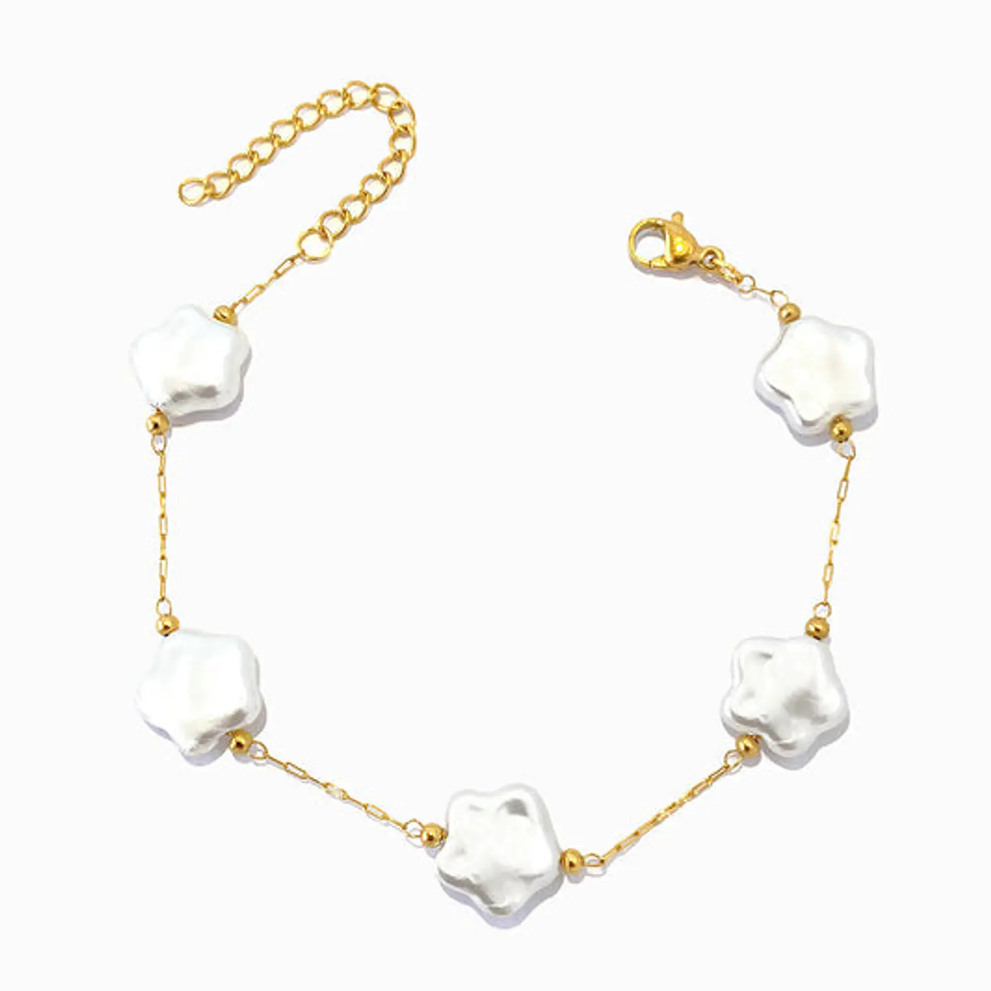 Bracelet avec perles baroques étoile - Acier inoxydable 1