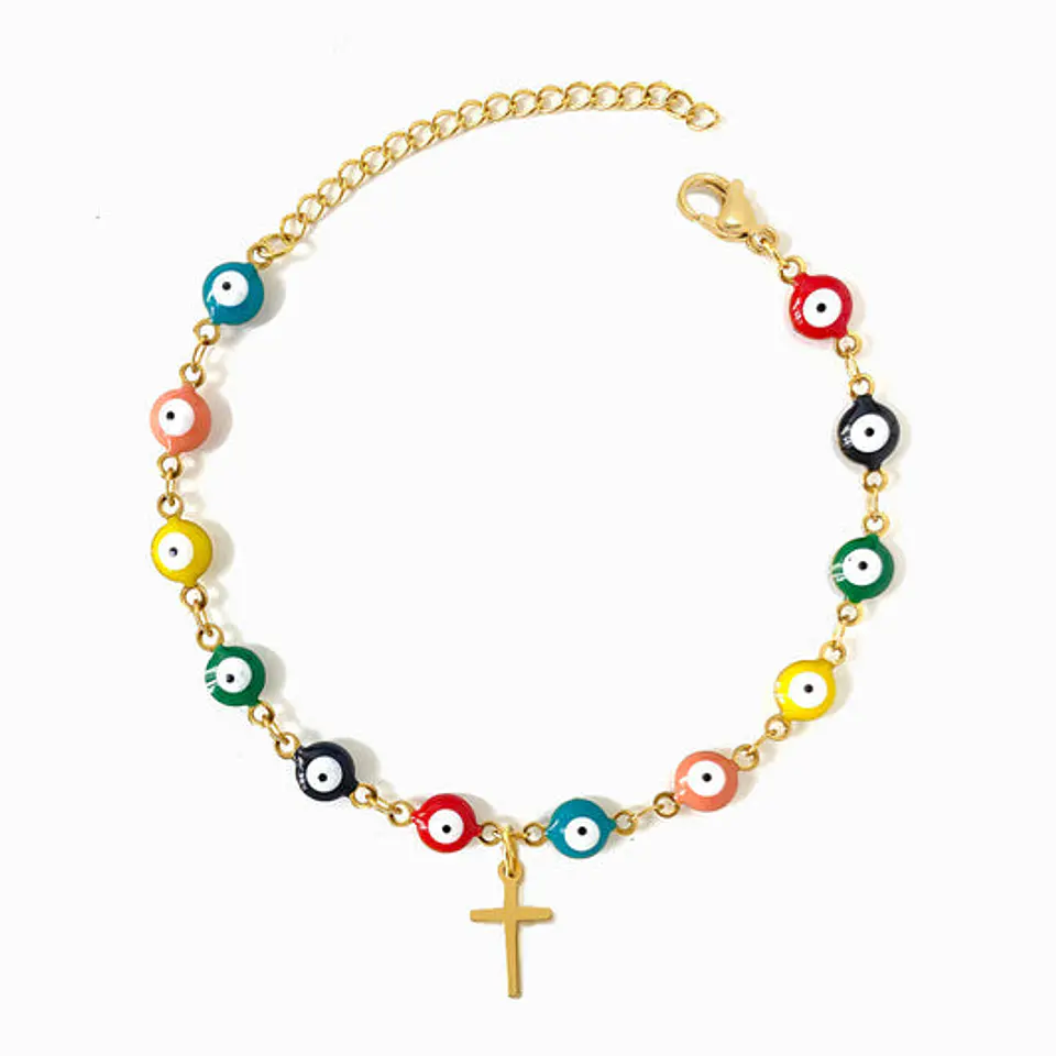 Bracelet mauvais iil avec croix en acier inoxydable 1