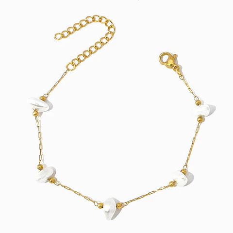 Bracelet avec perles baroques en acier inoxydable