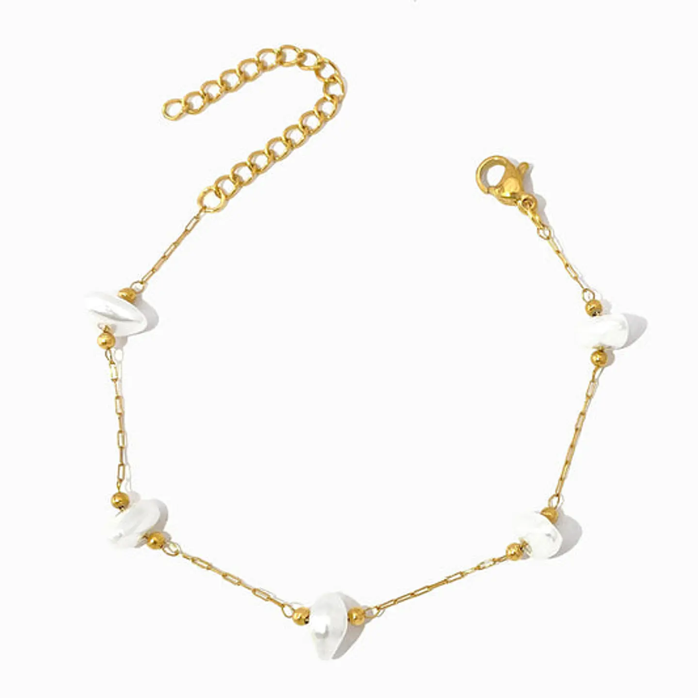 Bracelet avec perles baroques en acier inoxydable 1