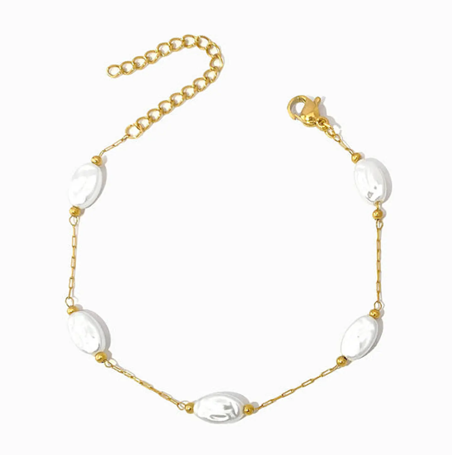 Bracelet avec perles baroques en acier inoxydable 1