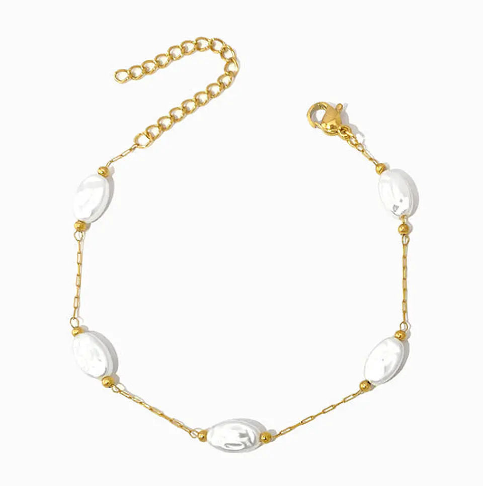 Bracelet avec perles baroques en acier inoxydable 1