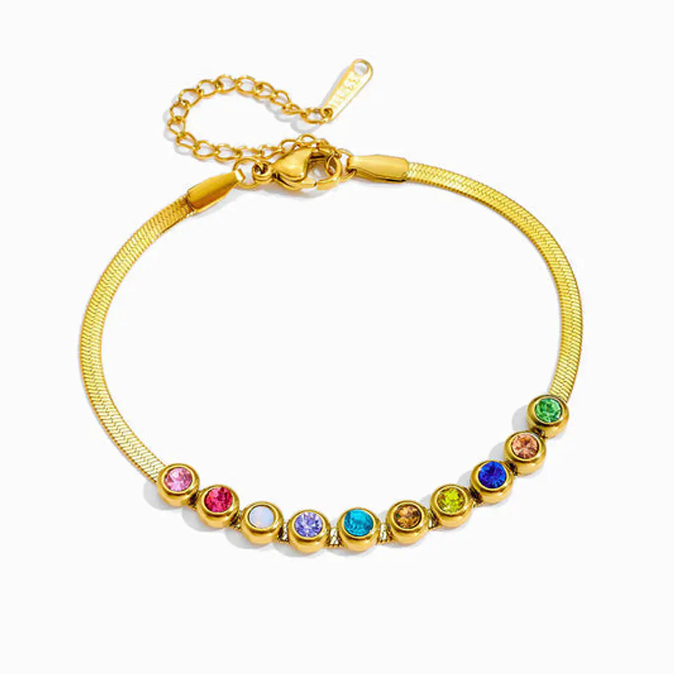 Bracelet maille serpent avec pierres de naissance en acier inoxydable 1