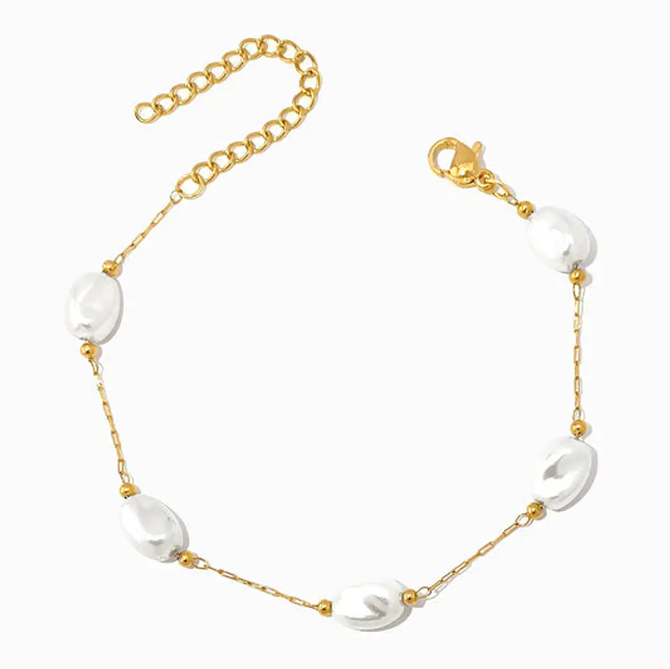 Bracelet avec perles baroques en acier inoxydable 1