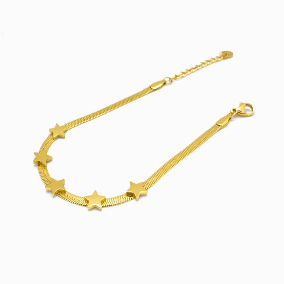 Bracelet maille serpent avec étoile en acier inoxydable 1