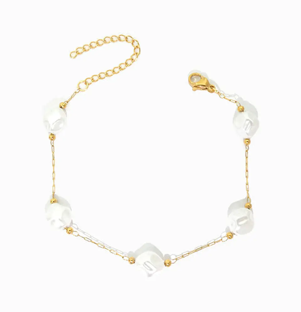 Bracelet avec perles baroques en acier inoxydable 1