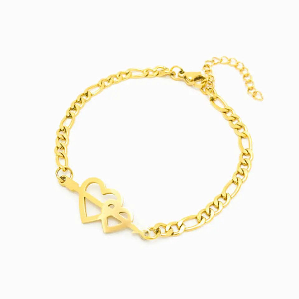 Bracelet maille Figaro avec ciurs - Acier inoxydable 1