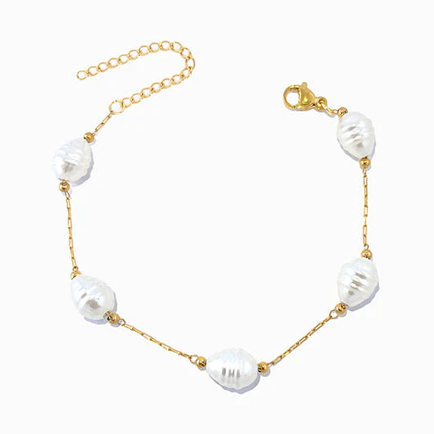 Bracelet avec perles baroques - Acier inoxydable