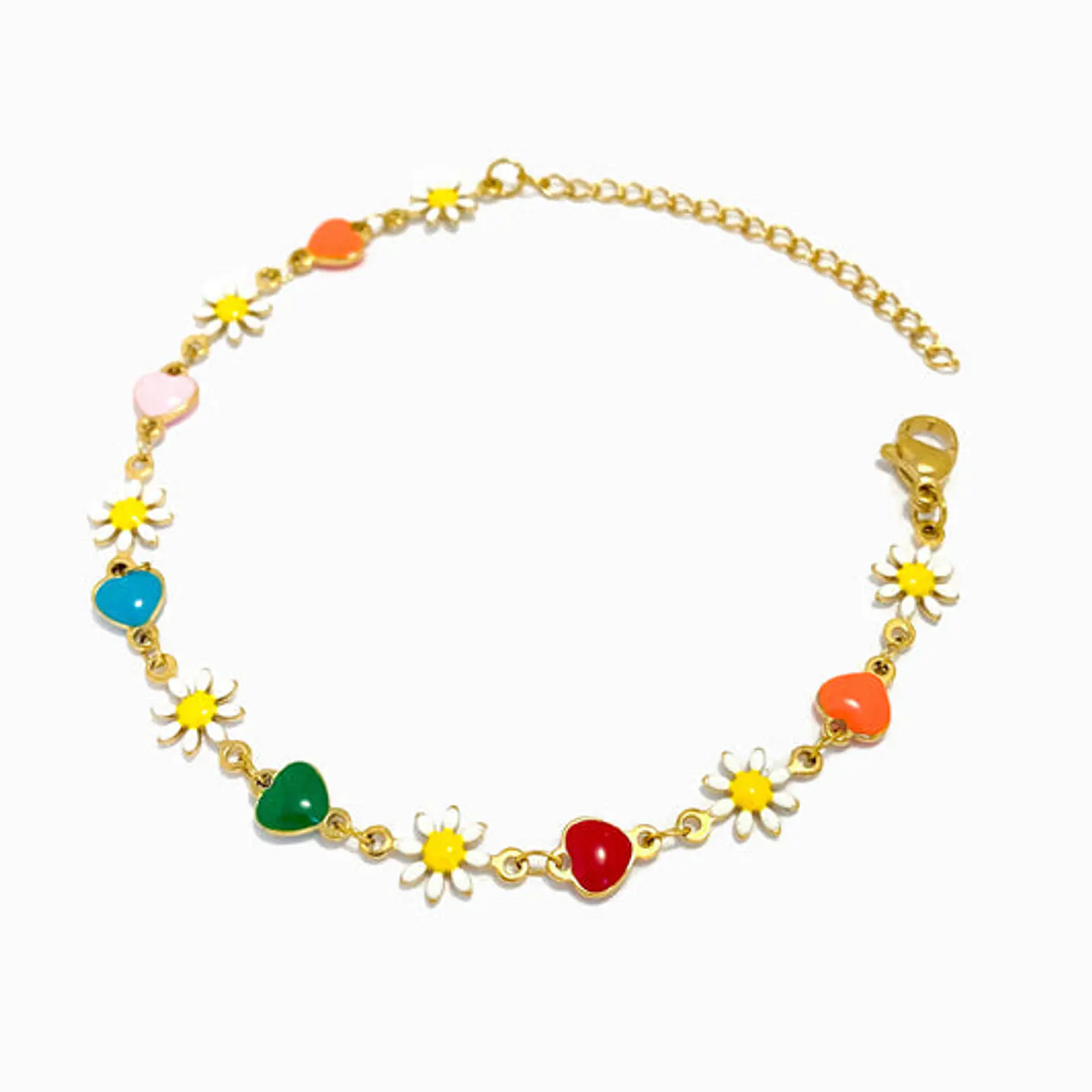 Bracelet avec marguerites et ciurs en acier inoxydable 1
