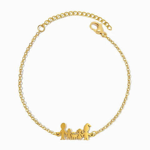 Bracelet famille avec petit chien en acier inoxydable