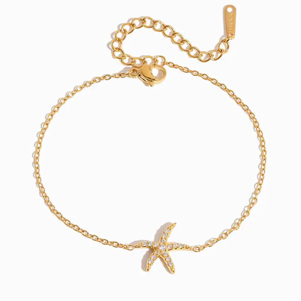 Bracelet étoile de mer avec brillants en acier inoxydable 1