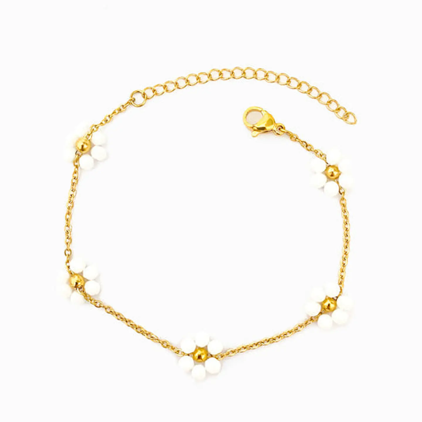 Bracelet avec fleur en acier inoxydable 1