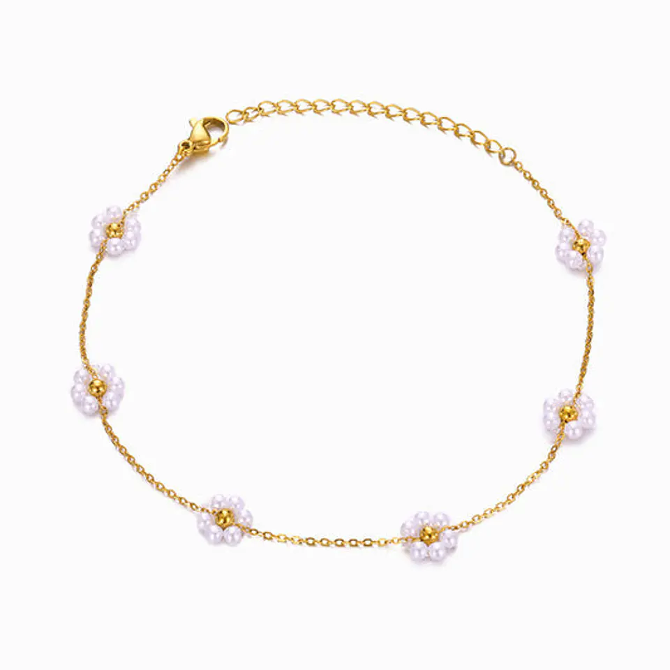 Bracelet avec fleur en acier inoxydable 1