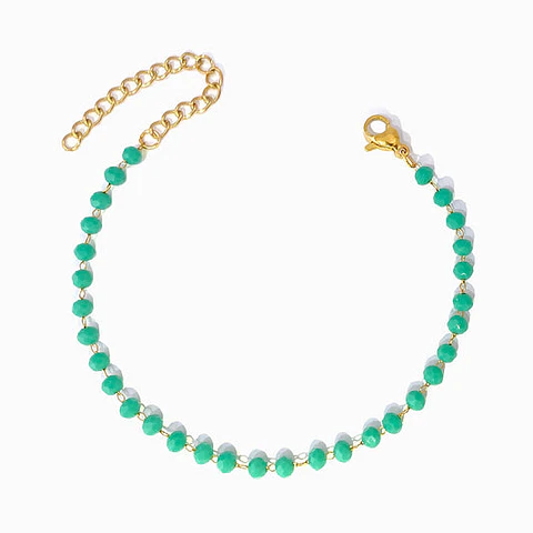 Bracelet avec cristal vert en acier inoxydable