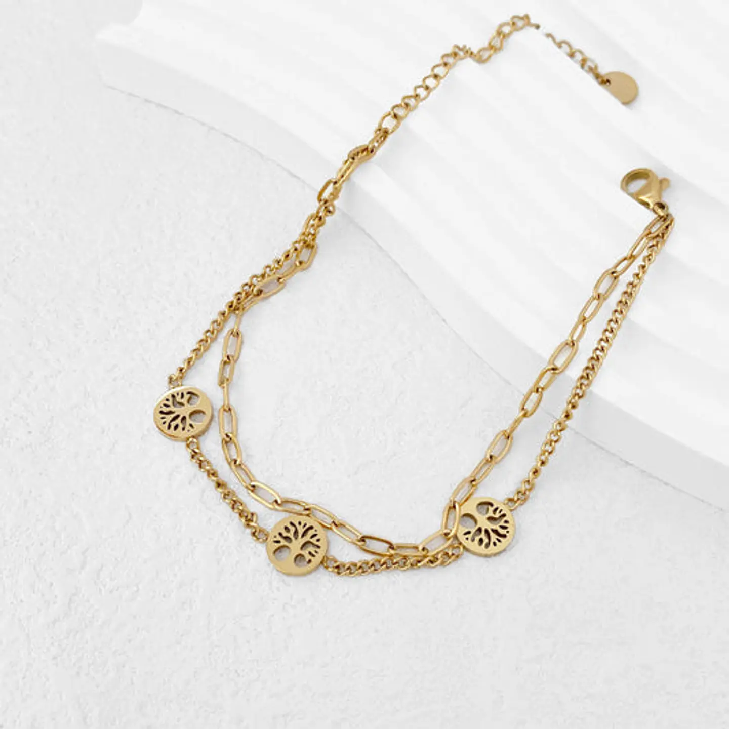 Bracelet double arbre de vie en acier inoxydable 1