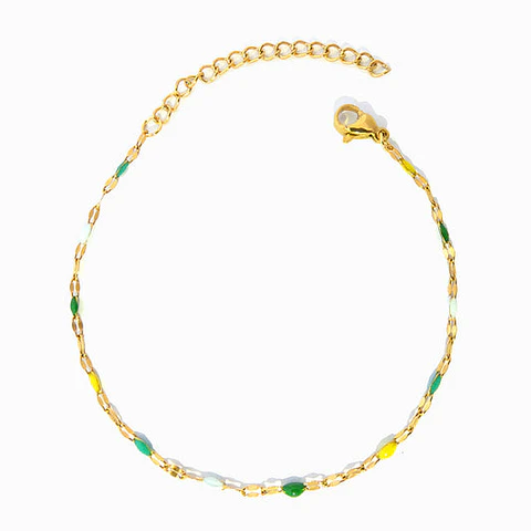Bracelet de cheville minimaliste en acier inoxydable et émail