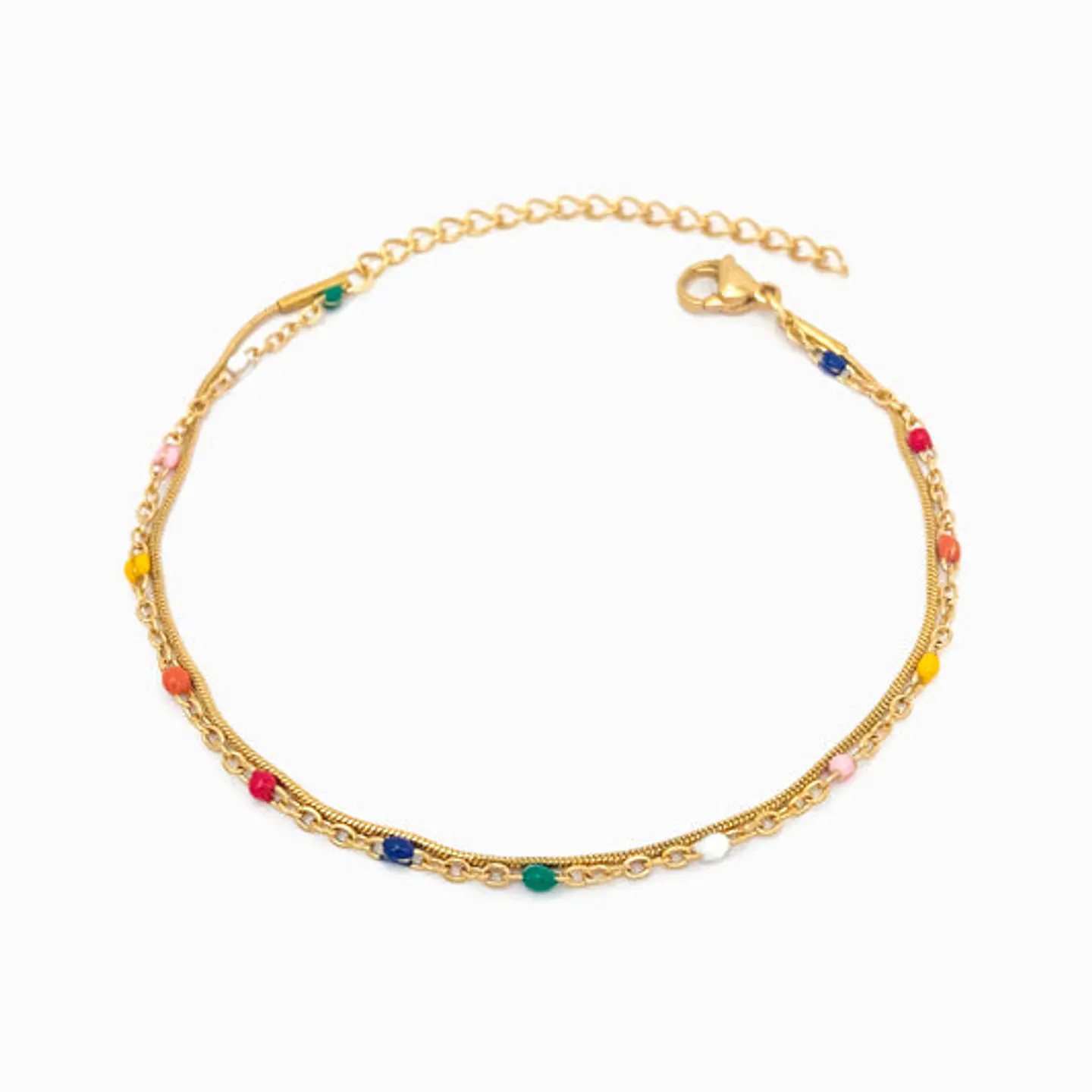 Bracelet de cheville double coloré en acier inoxydable 1