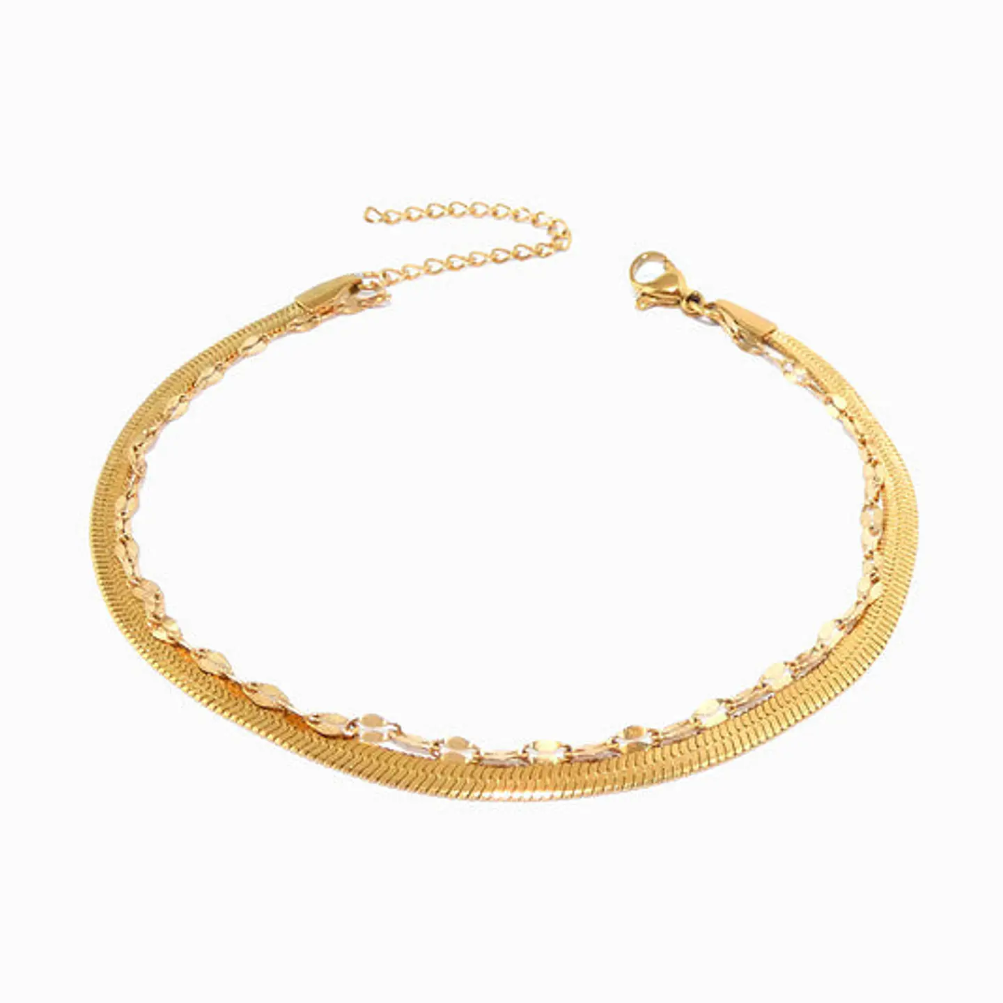 Bracelet de cheville double en acier inoxydable 18+6cm 1