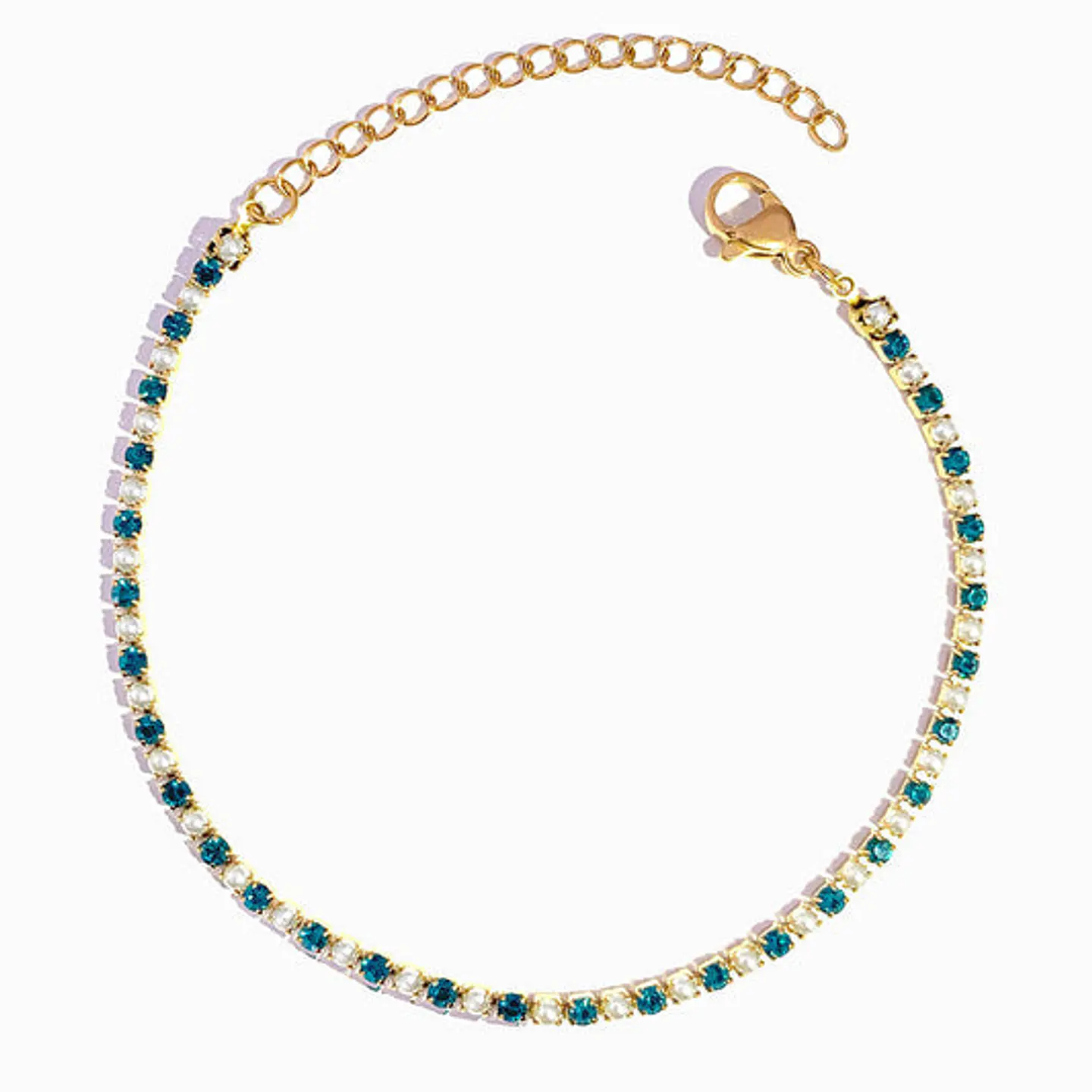 Bracelet avec brillants verts et perle en acier inoxydable 1
