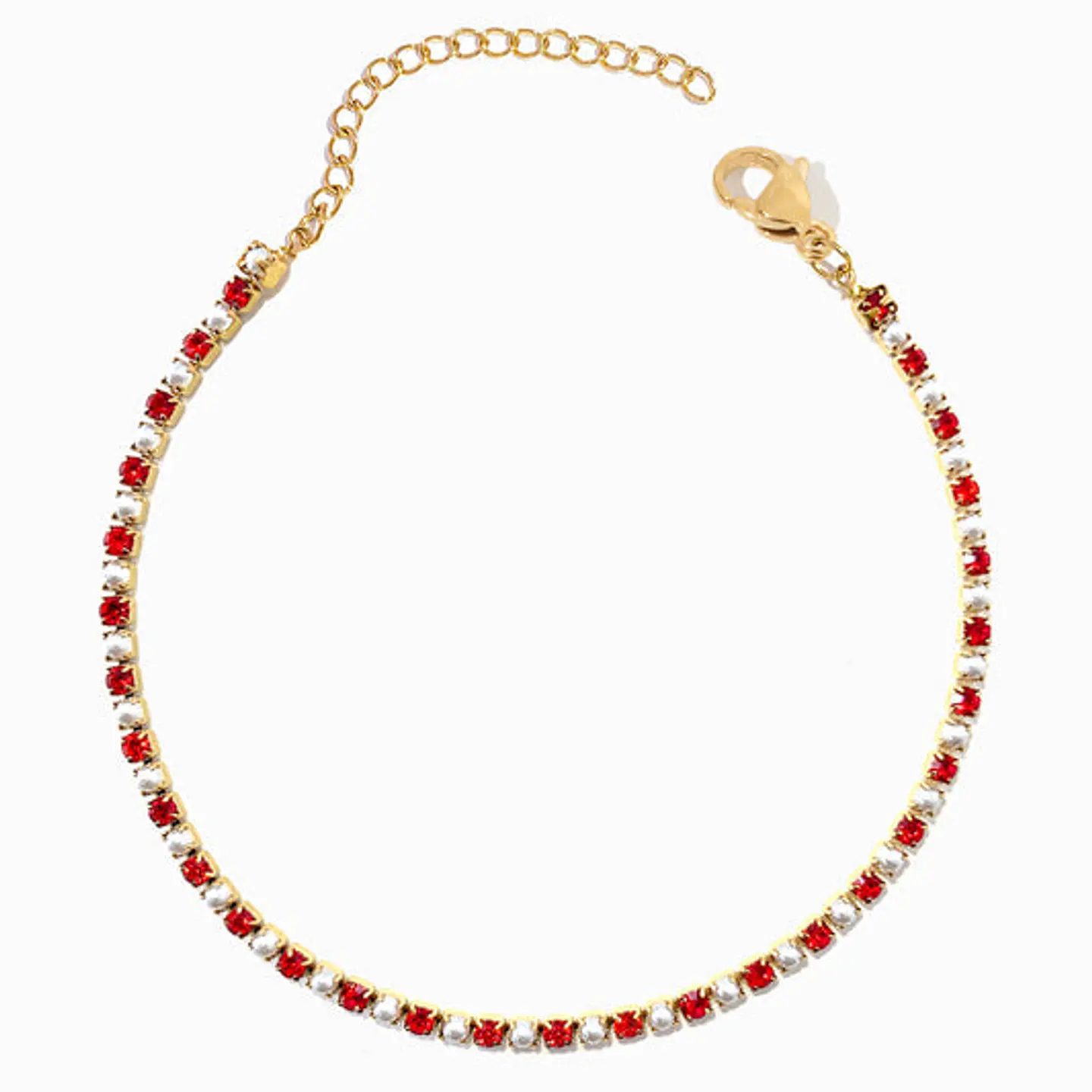 Bracelet avec brillants rouges et perles en acier inoxydable 1
